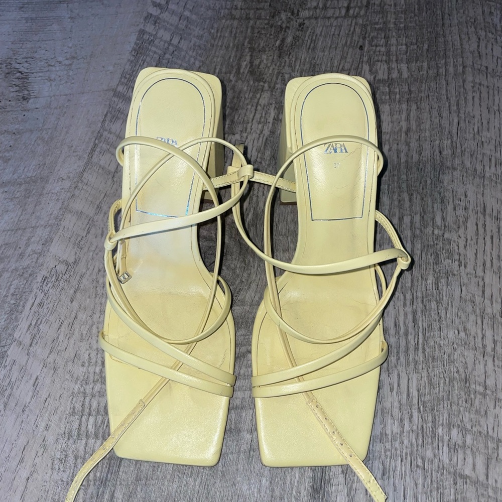 Zara yellow strap heels